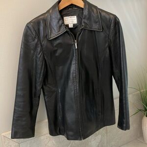 Leather zip jacket